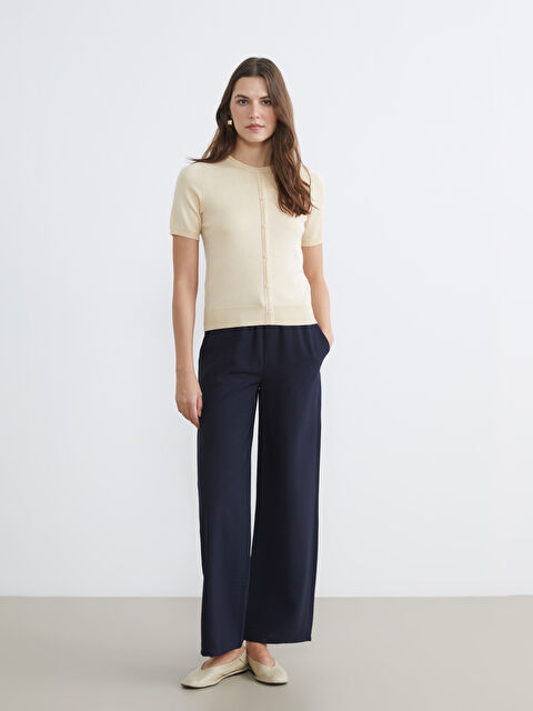 LCW Comfort Beli Lastikli Geniş Paça Kadın Pantolon - S6JH07Z8-HEL