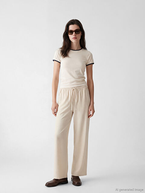 LCW Comfort Beli Lastikli Geniş Paça Kadın Pantolon - S6JH07Z8-R82