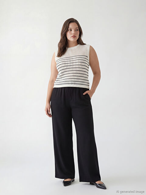 LCW Comfort Beli Lastikli Geniş Paça Kadın Pantolon - S6JH07Z8-CVL