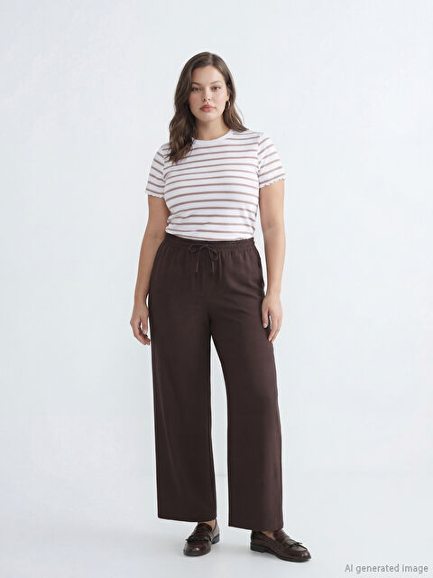 LCW Comfort Beli Lastikli Geniş Paça Kadın Pantolon - S6JH07Z8-HMK