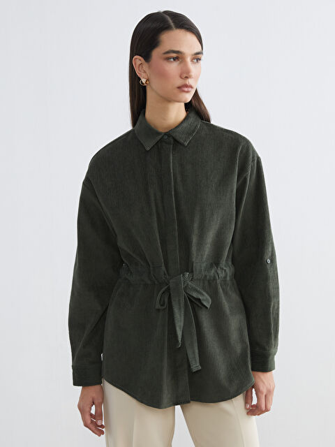 LCWAIKIKI Classic Beli Kuşaklı Kadın Kadife Gömlek Tunik	 - S6JH86Z8-10O