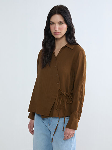 LCWAIKIKI Classic Dokulu Bağlama Detaylı Kadın Gömlek - S6JI34Z8-H3W
