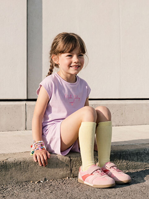 LCW Kids Baskılı Kız Çocuk Soft Touch Tişört ve Şort - S6JI43Z1-G3W