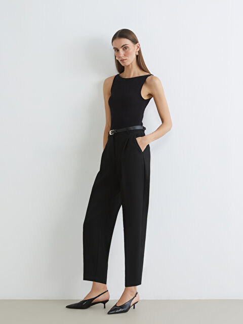 LCWAIKIKI Classic Beli Kemerli Pileli Kadın Cigarette Pantolon - S6JI60Z8-CVL
