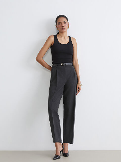 LCWAIKIKI Classic Beli Kemerli Cigarette Kadın Pileli Pantolon - S6JI60Z8-ZNZ