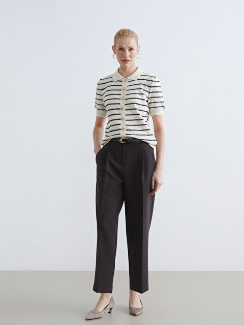 LCWAIKIKI Classic Beli Kemerli Cigarette Kadın Pileli Pantolon - S6JI60Z8-ZP7