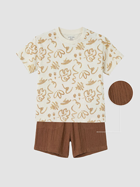 LCW baby Desenli Erkek Bebek Müslin Şortlu Takım