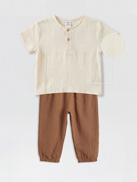 LCW baby Erkek Bebek Müslin Tişört ve Pantolon