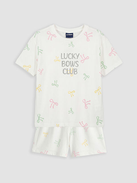 LCW Kids SVETLO BEŽ Kratka pidžama komplet Devojka