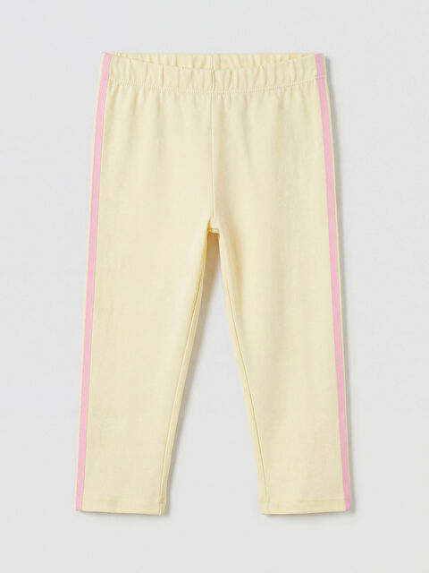 LCW Kids Beli Lastikli Yanları Şeritli Kız Çocuk Tayt