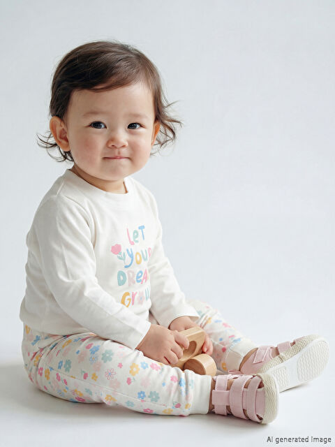 LCW baby Baskılı Kız Bebek Çıtçıtlı Body ve Tayt - S6JJ70Z1-LT4