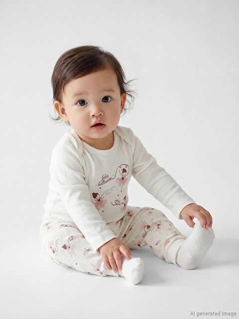 LCW baby Baskılı Kız Bebek Çıtçıtlı Body ve Tayt - S6JJ70Z1-SWC