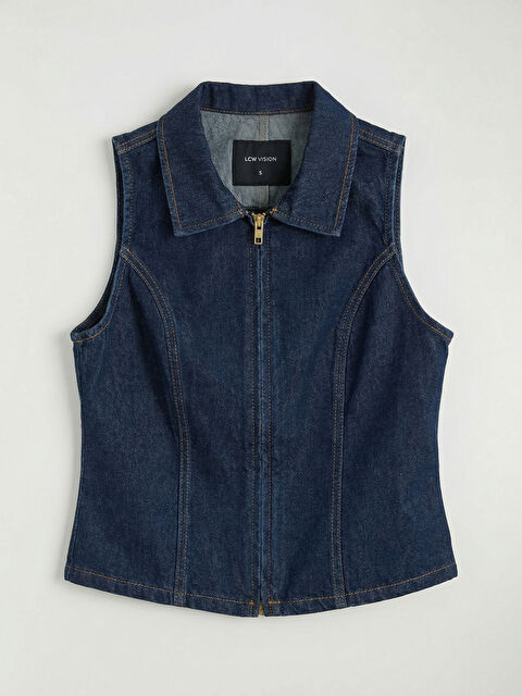 LCW Vision Gömlek Yaka Kadın Jean Yelek - S6JK01Z8-309