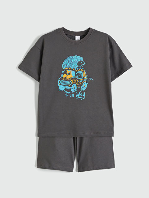 LCW ECO Baskılı Erkek Çocuk Şortlu Pijama Takımı - S6JK28Z1-YNR