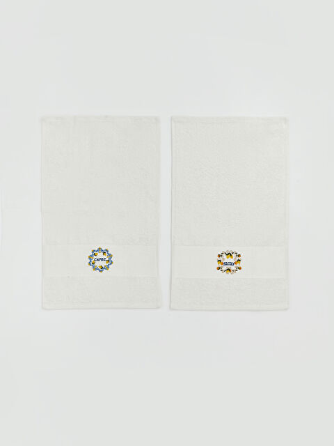 LCW HOME ნაბეჭდი ბამბის სტუმრის პირსახოცი 30x50 სმ 2 ცალიანი პაკეტი - S6JK92Z8-EEW