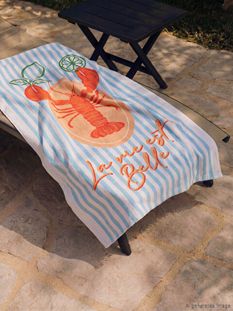 LCW ACCESSORIES Çizgili Baskılı Kadın Plaj Havlusu 70x150 cm