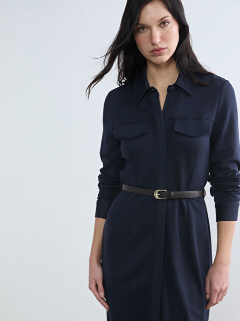 LCWAIKIKI Classic Kemerli Kadın Gömlek Elbise - S6JL64Z8-R4J