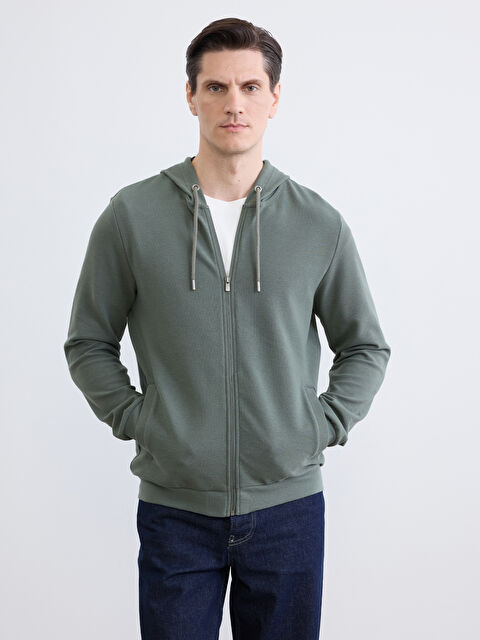 LCWAIKIKI Classic Kapüşonlu Erkek Fermuarlı Sweatshirt - S6JL76Z8-GCS