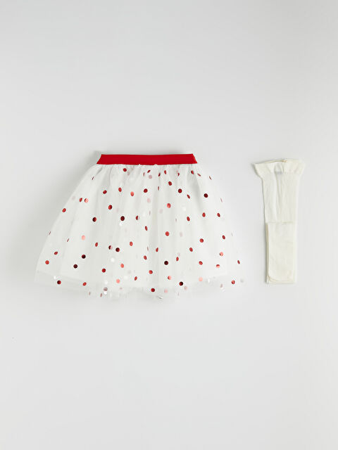 LCW Kids Kız Çocuk Puantiyeli Tütü Etek ve Külotlu Çorap - S6JL89Z1-LRA