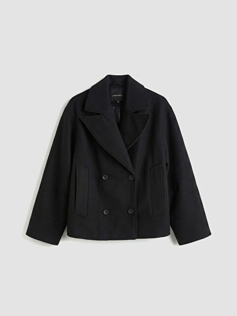 LCW Modest Kruvaze Yaka Oversize Kadın Kaşe Kaban - S6JM08Z8-CVL