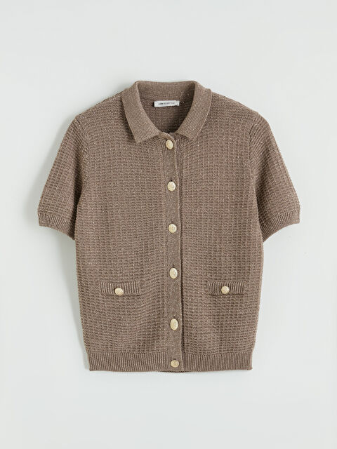 LCWAIKIKI Classic Polo Yaka Dokulu Kadın Triko Hırka - S6JM22Z8-8W8