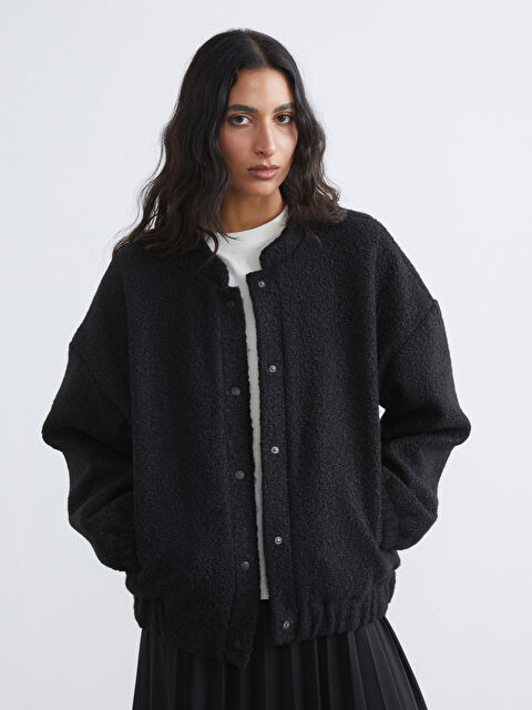 LCW Modest Kolej Yaka Oversize Kadın Pelüş Mont - S6JM46Z8-CVL