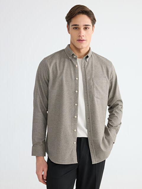 LCWAIKIKI Classic Regular Fit Armürlü Erkek Gömlek