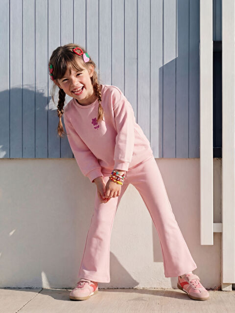LCW Kids Çiçek Baskılı Kız Çocuk Soft Touch Sweatshirt ve Eşofman Altı - S6JN30Z1-G1W
