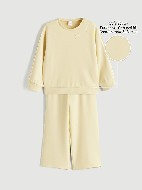 LCW Kids Baskılı Kız Çocuk Soft Touch Sweatshirt ve Eşofman Altı - S6JN38Z1-FDS