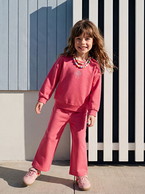 LCW Kids Baskılı Kız Çocuk Soft Touch Sweatshirt ve Eşofman Altı - S6JN38Z1-GZ6