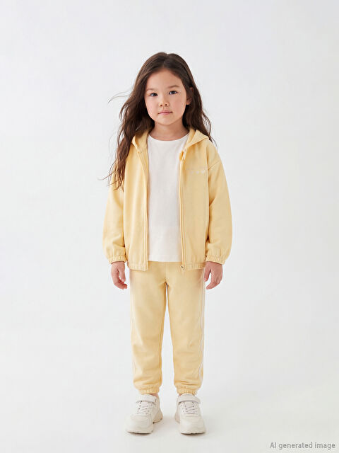 LCW Kids Kapüşonlu Nakışlı Kız Çocuk Eşofman Takımı - S6JN42Z1-FUN