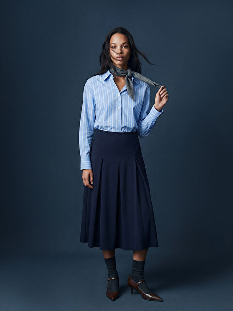 LCWAIKIKI Classic Beli Fermuarlı Pileli Etek - S6JN51Z8-R4J