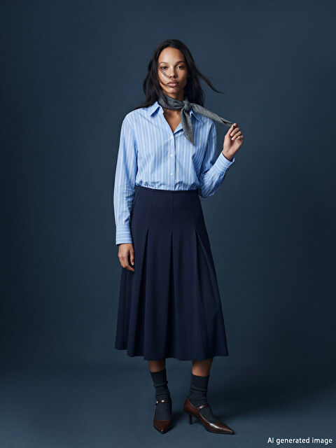 LCWAIKIKI Classic Beli Fermuarlı Pileli Etek - S6JN51Z8-R4J