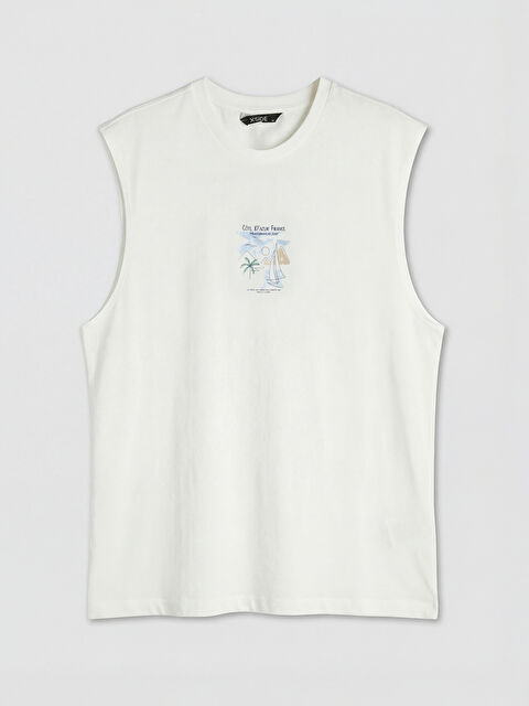 XSIDE Bisiklet Yaka Baskılı Erkek Kolsuz Tişört - S6JN53Z8-EEW