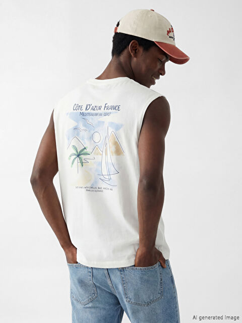 XSIDE Bisiklet Yaka Baskılı Erkek Kolsuz Tişört