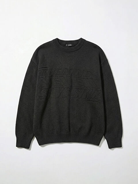 XSIDE Bisiklet Yaka Kabartma Baskılı Erkek Triko Kazak - S6JN86Z8-HZX