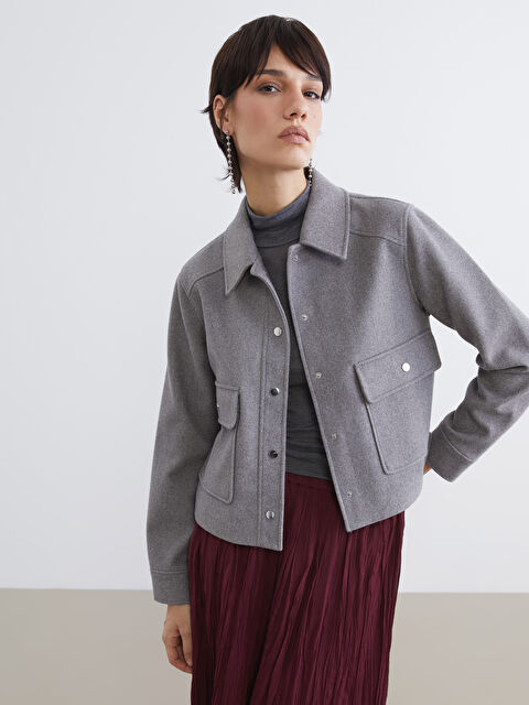 LCW Vision Ženski kaput od kašmira sa kragnom na košulju - S6JN95Z8-CT3