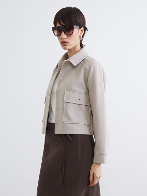 LCW Vision Ženski vuneni kaput sa kragnom na košulju - S6JN95Z8-CTL