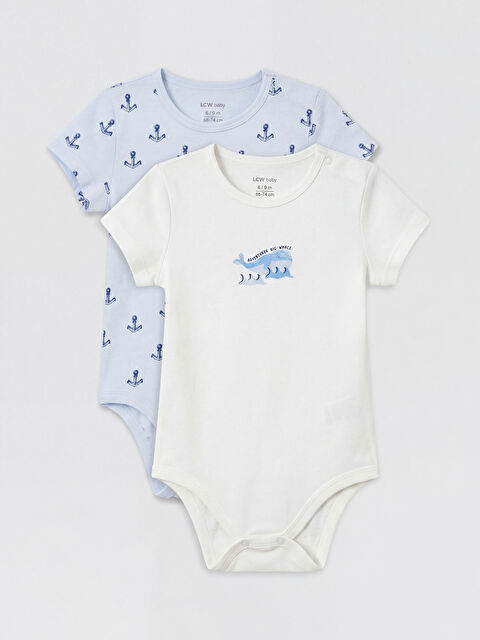 LCW baby Bisiklet Yaka Baskılı Erkek Bebek Body 2'li