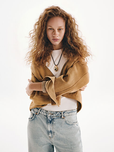 LCW Vision Oversize Kadın Süet Görünümlü Ceket