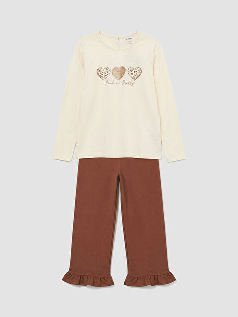 LCW Kids Baskılı Kız Çocuk Tişört ve Tayt - S6JP18Z1-FET