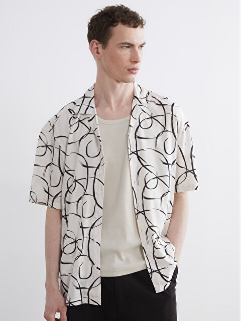 XSIDE Loose Fit Short Sleeve Patterned Men's Shirt