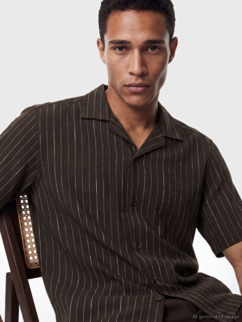 LCW Vision Standart Kalıp Çizgili Müslin Erkek Gömlek