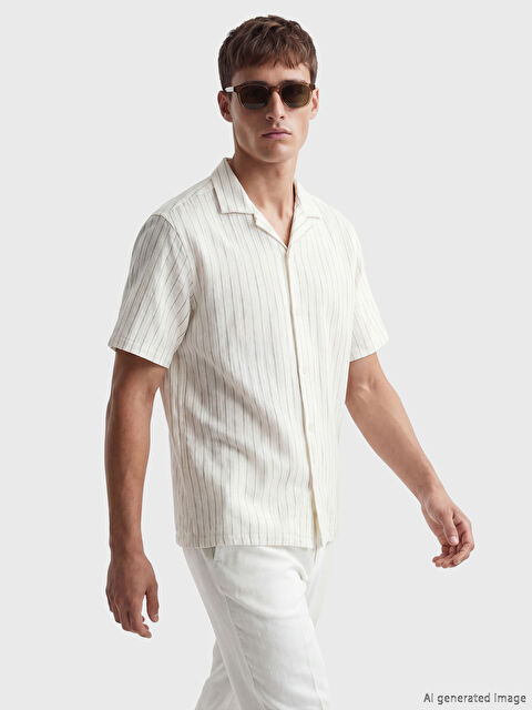 LCW Vision Regular Fit Çizgili Müslin Erkek Gömlek