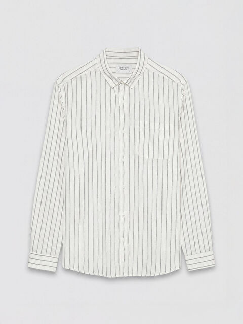 LCW Vision Regular Fit Çizgili Keten Karışımlı Erkek Gömlek