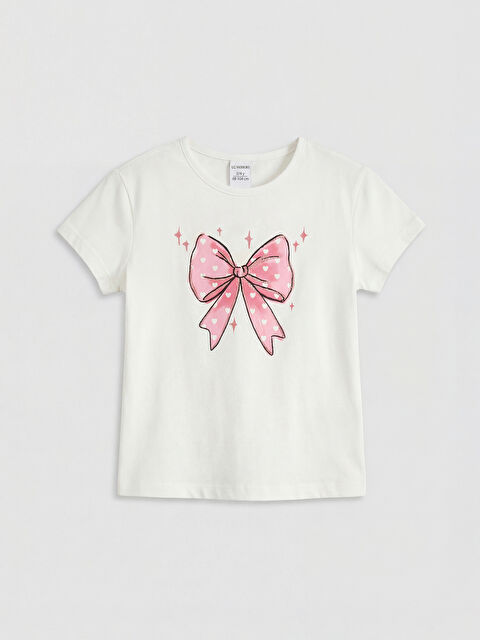 LCW Kids Bisiklet Yaka Baskılı Kız Çocuk Tişört - S6JP79Z1-R9J