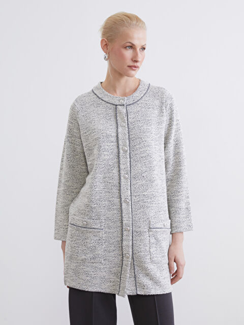 LCW Grace Bisiklet Yaka Desenli Kadın Hırka - S6JP82Z8-MKJ