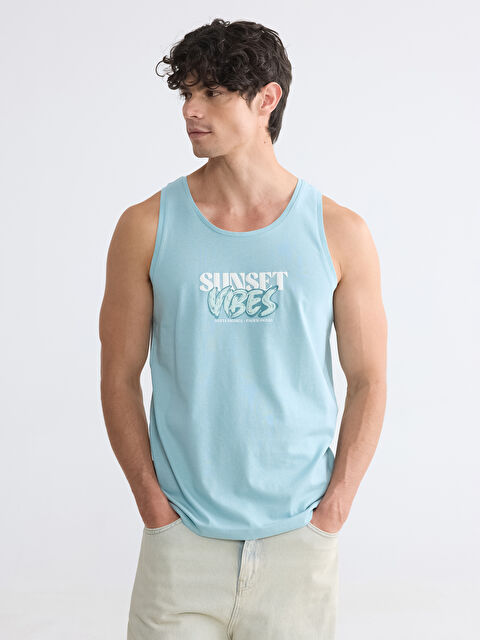 XSIDE Bisiklet Yaka Baskılı Erkek Kolsuz Tişört