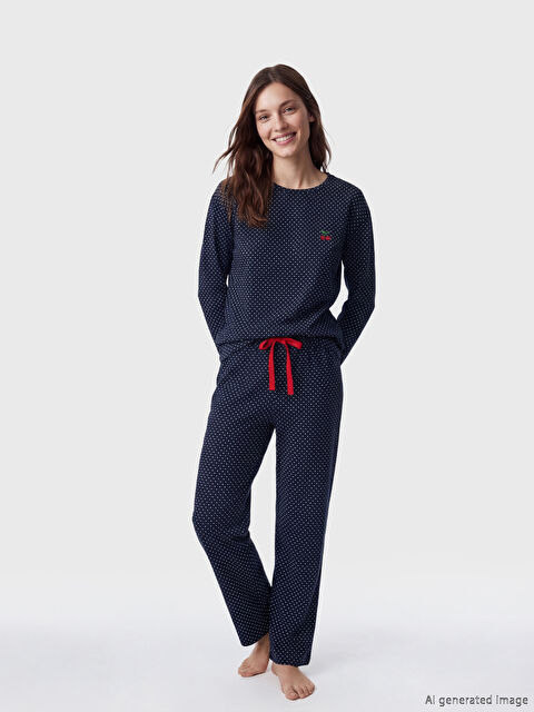 LCW Young Bisiklet Yaka Puantiyeli Kadın Pijama Takım - S6JQ05Z8-LSJ