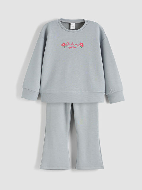 LCW Kids Bisiklet Yaka Kız Çocuk Sweatshirt ve Pantolon - S6JQ61Z1-G7J